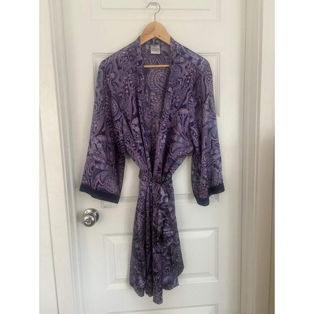 Liz Claiborne Woman Purple Paisley Kimono Robe Size 1X